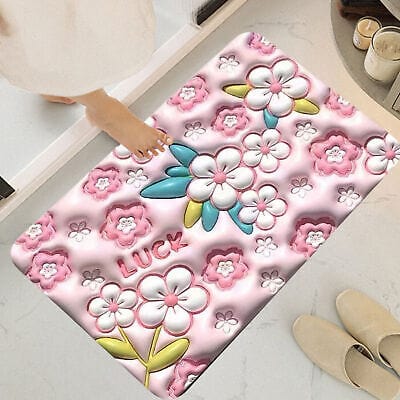 3d Printing Soft Mat Cut Flower Design Anti Slip Floor Door Mat Water Absorb For Bathroom, Kitchen Or Room (random Color & Designs)