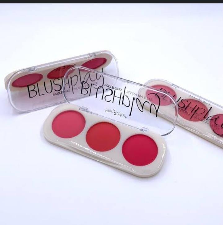 3 Color Makeup Blush Palette Mineral Powder Red Rouge Long Lasting Natural Cheek Blusher (random Color)